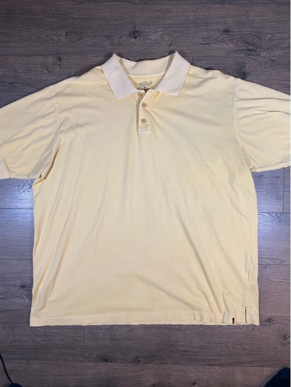 Woolrich Mens XXL Butter Yellow 100% Cotton Polo Shirt Short Sleeve 2XL